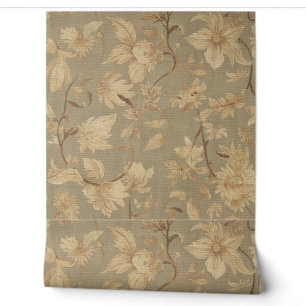 Luxe Vintage Brits Bloemendesign Beige Antiek Behang