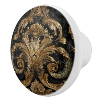 Luxe Vintage Frans Barok Koninklijk Goud Zwart Keramische Knop