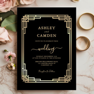 Luxe Vintage Gouden Lijst Bruiloft Kaart