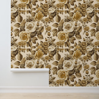Luxe Vintage Victoriaanse Bloemrijke Rijke Goud Cr Behang