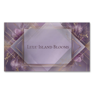 Luxe Violet Goud Geometrisch Bloemig Modern Magnetisch Visitekaartje