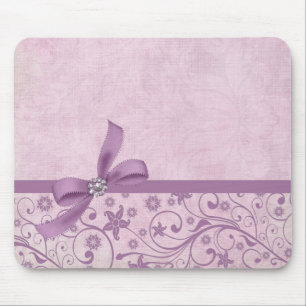 Luxe Violet lint Elegant Damask Mousepad Muismat