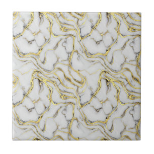 Luxe Vloeibaar Goud Witte Marmer Textuur Tegeltje