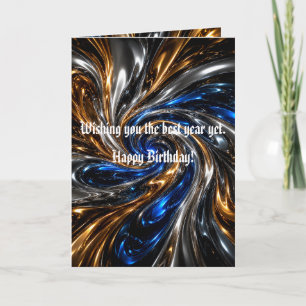Luxe Vloeibare Metaal Spiraal Goud Blauw Abstract Kaart