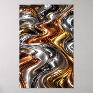 Luxe vloeibare metalen wandkunst poster
