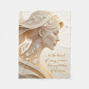 Luxe vrouwelijk portret met inspirerende quote fleece deken