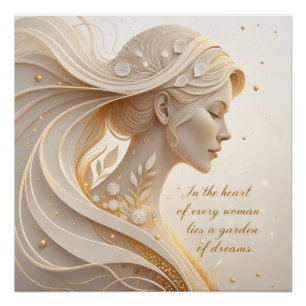 Luxe vrouwelijk portret met inspirerende quote perfect poster