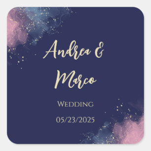 Luxe Waterverf Beach Wedding Vierkante Sticker