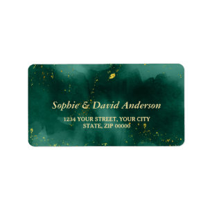 Luxe Waterverf Malachiet Gold Wedding Etiket