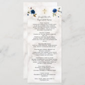 Luxe waterverf navyblauw gouden bloemendoop Me Menu (Voorkant / Achterkant)