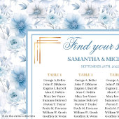 Luxe Waterverf Pastel Blauw Goud Zitplaatskaart Poster