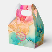 Luxe Waterverf Roze Blauw en Goud Abstract Bedankdoosjes (Achterkant)