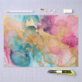 Luxe Waterverf Roze Blauw en Goud Abstract Tissuepapier (Craft)
