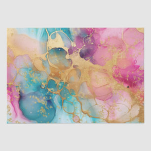 Luxe Waterverf Roze Blauw en Goud Abstract Tissuepapier