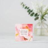Luxe Waterverf Roze Florals Vierkante Visitekaartje (Staand voorkant)