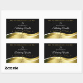 Luxe Wavy Gold Decor Donker Zwart Monogram Label (Vel)