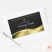 Luxe Wavy Gold Decor Donker Zwart Monogram Label (Envelop)