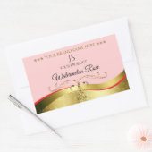Luxe Wavy Gold Decor Licht Rood Monogram Label (Envelop)