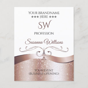 Luxe Wavy Roos Gold Decor Witte Monogram Flyer
