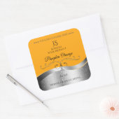 Luxe Wavy Silver Decor Sinaasappel Monogram Label (Envelop)