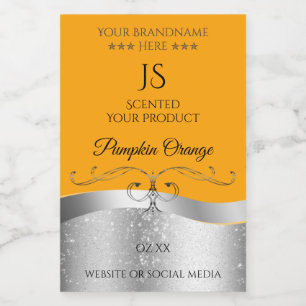Luxe Wavy Silver Decor Sinaasappel Monogram Label Voedselcontainer Etiket