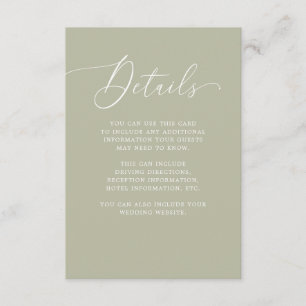 Luxe Wedding   Moss Green Guest Details Insert Informatiekaartje
