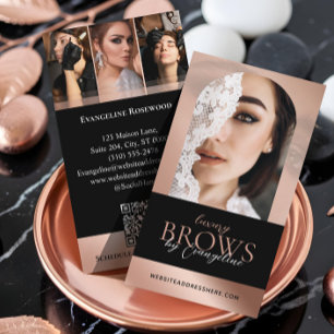 Luxe Wenkbrauw Artiest Salon Boog Foto Zwarte Roos Visitekaartje