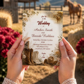 Luxe Westerse Ranch Huwelijksuitnodiging Kaart