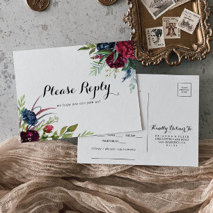 Luxe Whimsical Boho Floral Menu Choice RSVP