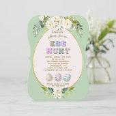 Luxe White Cream Flowers Gold Egg Hunt Easter Kaart (Staand voorkant)