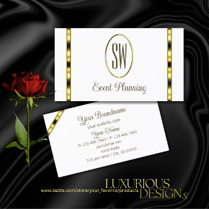 Luxe White en Gold met Monogram Professional Visitekaartje