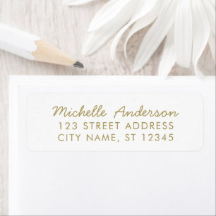 luxe White Gold Minimal Script Retouradres  Etiket