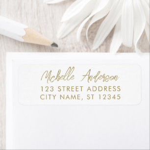 luxe White Gold Minimal Script Retouradres  Etiket
