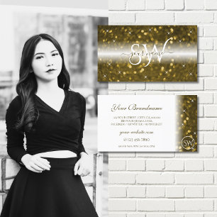 Luxe White Gold Sparking Glitter Stars Initialen Visitekaartje