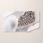 Luxe White Rose Gold Agate Leopard Print Bad Handdoek (Handdoek)
