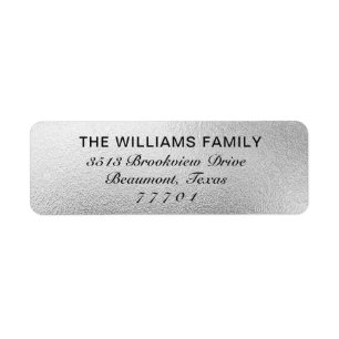 Luxe White Silver Foil Adres Label