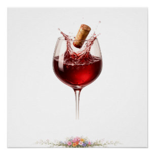 Luxe wijn glas spat wand kunst poster perfect poster