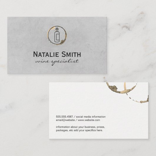 Luxe wijnfles en vlek visitekaartje (Voorkant / Achterkant)