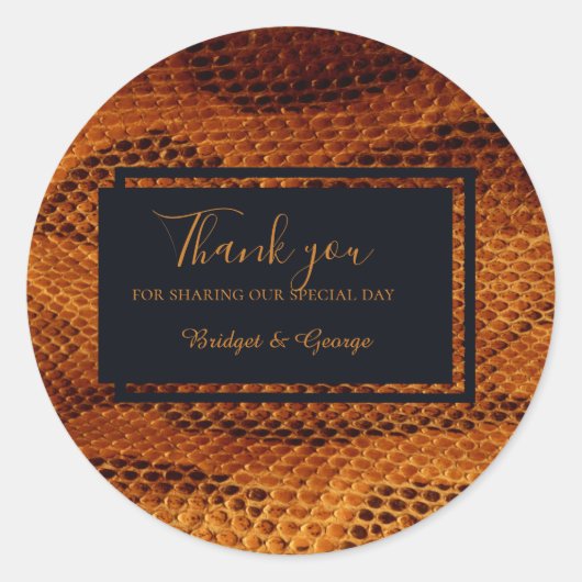 Luxe Wilde Snake huid Dier Bruiloft Ronde Sticker (Voorkant)