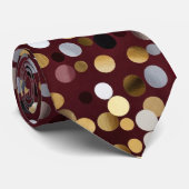  Luxe Wine Red with Gold & Silver Dot  Stropdas (Opgerold)