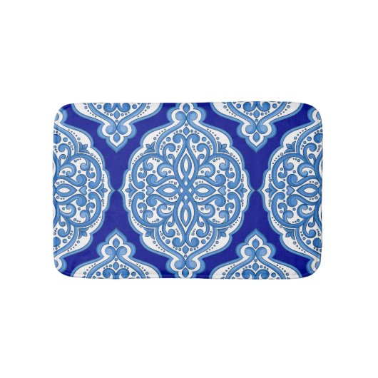 Luxe wit-blauw, Turks ornament. Badmat (Voorkant)