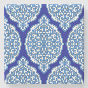 Luxe wit-blauw, Turks ornament. Stenen Onderzetter