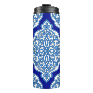 Luxe wit-blauw, Turks ornament. Thermosbeker