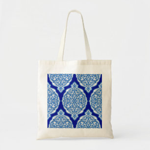 Luxe wit-blauw, Turks ornament. Tote Bag