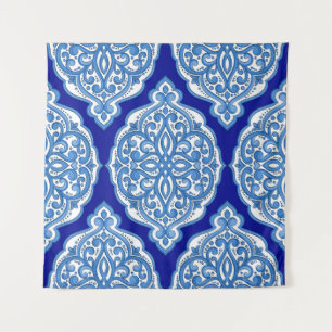 Luxe wit-blauw, Turks ornament. Wandkleed