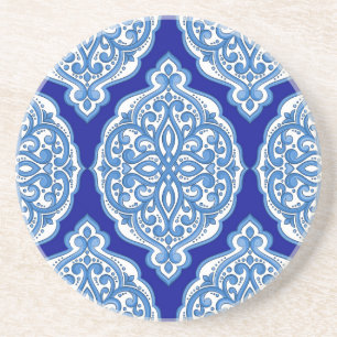 Luxe wit-blauw, Turks ornament. Zandsteen Onderzetter