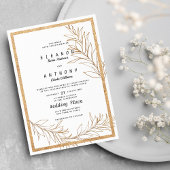 Luxe wit en goud glitter blad bloemenbruiloft kaart