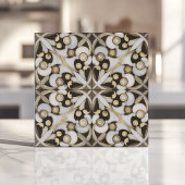 Luxe wit en goud marmer Arabesque Tegeltje