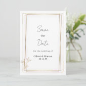 Luxe wit en goud minimalist Save The Date Kaart (Staand voorkant)