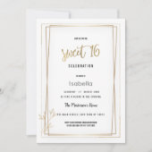 Luxe wit en goud minimalist Sweet 16 Kaart (Voorkant)